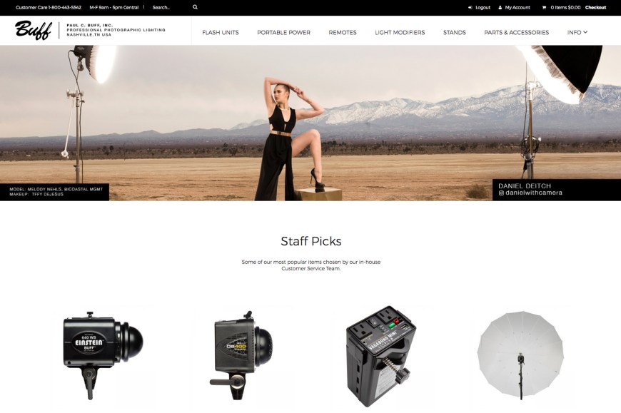 website screenshot of new Paul C. Buff, Inc. site