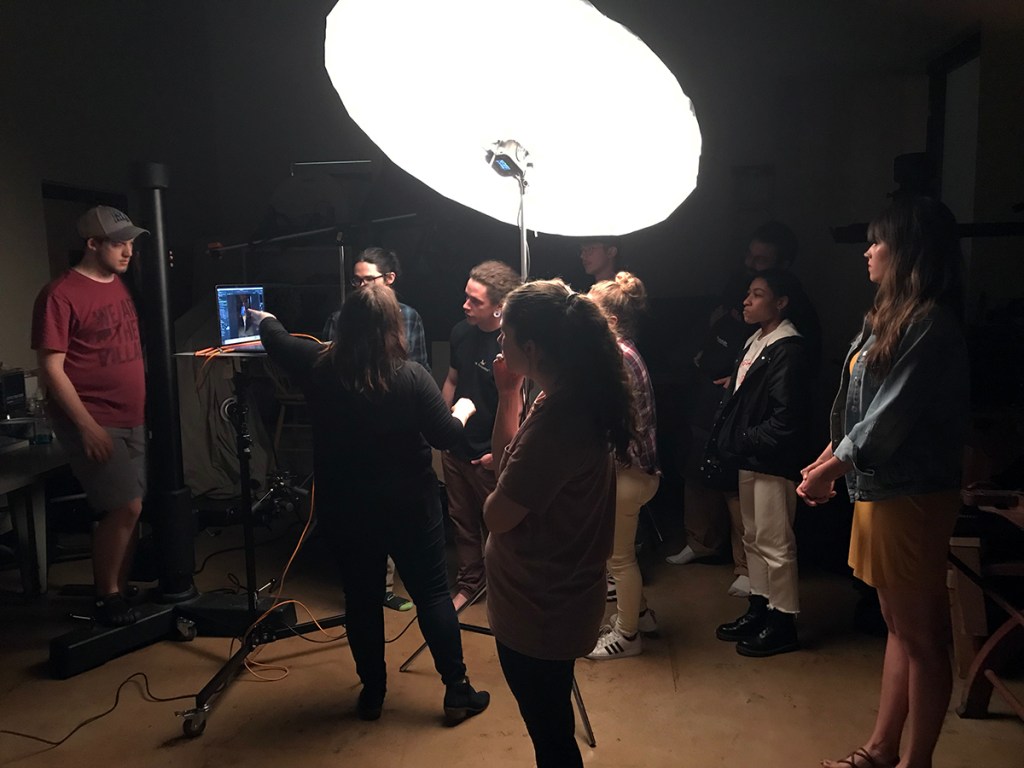 Behind the scenes of Model Josephine Bruno being photographed by Tausha Dickinson at MTSU