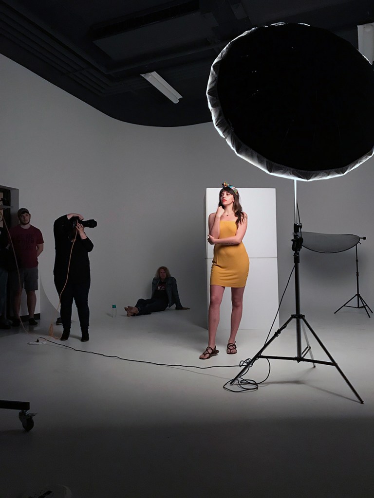 Behind the scenes of Model Josephine Bruno being photographed by Tausha Dickinson at MTSU